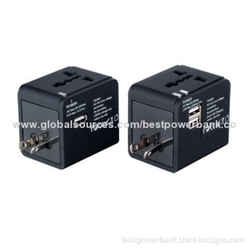 Colorful 2 usb port dual usb multinational travel charger with four plugs